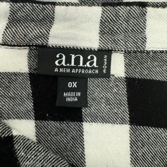 Buffalo Plaid Black White Button Down Long Sleeve Shirt Dress‎ - Picture 5 of 8